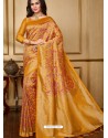 Classy Mustard Designer Silk Sari