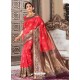 Trendy Crimson Designer Banarasi Silk Sari