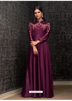 Stylish Deep Wine Party Wear Gown for Girls