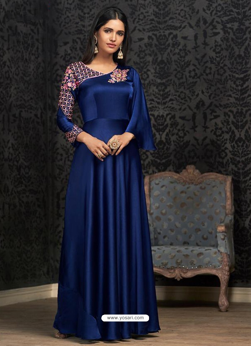 Buy Trendy Navy Blue Party Wear Gown ...