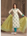 Fabulous Off White Embroidered Designer Churidar Salwar Suit