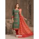 Fabulous Mehendi Embroidered Designer Churidar Salwar Suit