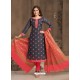 Scintillating Navy Blue Embroidered Designer Churidar Salwar Suit