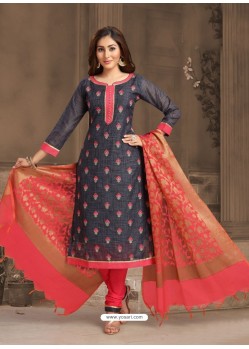 Scintillating Navy Blue Embroidered Designer Churidar Salwar Suit