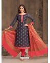 Scintillating Navy Blue Embroidered Designer Churidar Salwar Suit