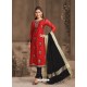 Scintillating Red Embroidered Designer Churidar Salwar Suit