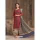 Scintillating Red Embroidered Designer Churidar Salwar Suit