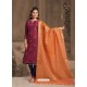 Scintillating Deep Wine Embroidered Designer Churidar Salwar Suit