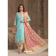 Scintillating Sky Blue Embroidered Designer Churidar Salwar Suit