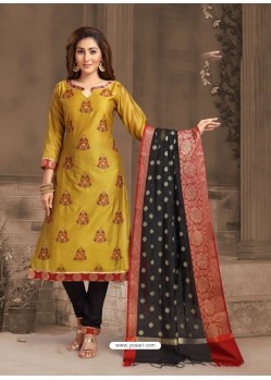 Scintillating Marigold Embroidered Designer Churidar Salwar Suit