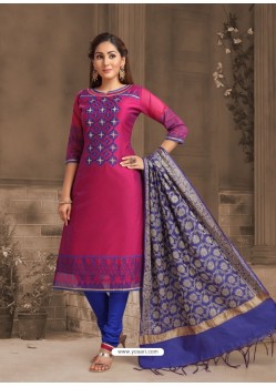 Scintillating Medium Violet Embroidered Designer Churidar Salwar Suit