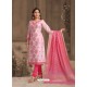 Fabulous Baby Pink Embroidered Designer Churidar Salwar Suit