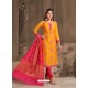 Fabulous Yellow Embroidered Designer Churidar Salwar Suit