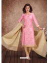 Fabulous Pink Embroidered Designer Churidar Salwar Suit