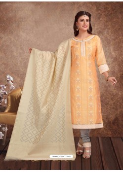 Scintillating Khaki Embroidered Designer Churidar Salwar Suit