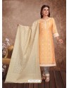 Scintillating Khaki Embroidered Designer Churidar Salwar Suit