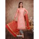 Fabulous Peach Embroidered Designer Churidar Salwar Suit