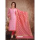 Fabulous Pink Embroidered Designer Churidar Salwar Suit