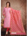 Fabulous Pink Embroidered Designer Churidar Salwar Suit