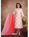 Fabulous Off White Embroidered Designer Churidar Salwar Suit