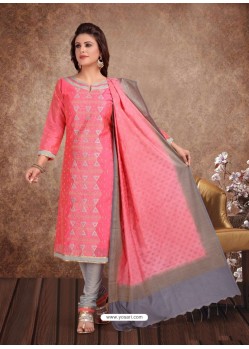 Fabulous Peach Embroidered Designer Churidar Salwar Suit