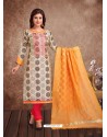 Fabulous Off White Embroidered Designer Churidar Salwar Suit