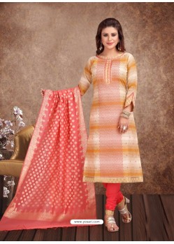 Fabulous Cream Embroidered Designer Churidar Salwar Suit