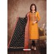 Fabulous Mustard Embroidered Designer Churidar Salwar Suit