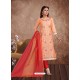 Fabulous Peach Embroidered Designer Churidar Salwar Suit