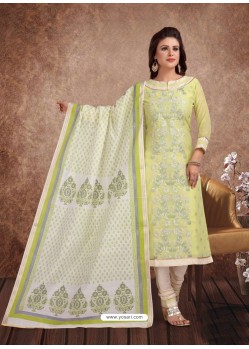 Fabulous Olive Green Embroidered Designer Churidar Salwar Suit