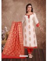 Fabulous Off White Embroidered Designer Churidar Salwar Suit