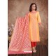 Fabulous Light Orange Embroidered Designer Churidar Salwar Suit