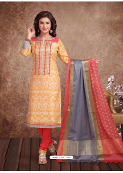 Fabulous Cream Embroidered Designer Churidar Salwar Suit