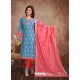 Fabulous Blue Embroidered Designer Churidar Salwar Suit