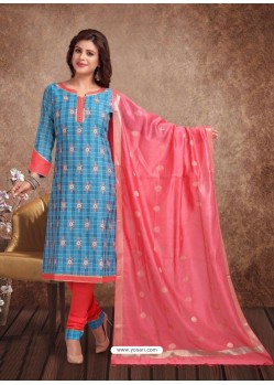 Fabulous Blue Embroidered Designer Churidar Salwar Suit