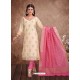 Fabulous Cream Embroidered Designer Churidar Salwar Suit