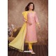 Fabulous Baby Pink Embroidered Designer Churidar Salwar Suit