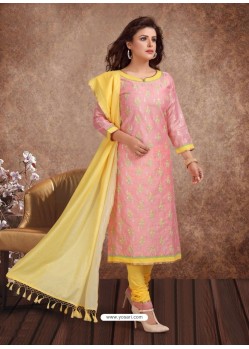 Fabulous Baby Pink Embroidered Designer Churidar Salwar Suit