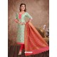 Fabulous Sea Green Embroidered Designer Churidar Salwar Suit