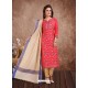 Fabulous Crimson Embroidered Designer Churidar Salwar Suit