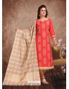 Fabulous Red Embroidered Designer Churidar Salwar Suit