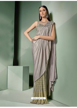 Classy Silver Designer Lycra Sari