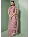 Trendy Dusty Pink Designer Lycra Sari