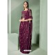 Classy Deep Wine Designer Lycra Sari