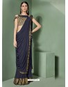 Classy Navy Blue Designer Lycra Sari