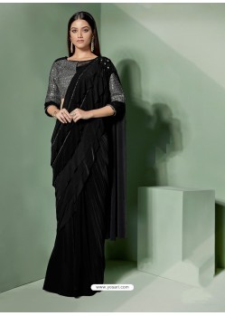 Awesome Black Designer Lycra Sari