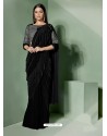 Awesome Black Designer Lycra Sari