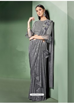 Classy Grey Designer Lycra Sari