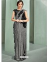 Classy Grey Designer Lycra Sari