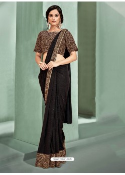 Classy Black Designer Lycra Sari